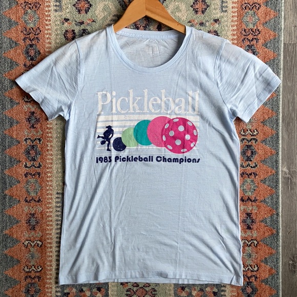 J Crew pickle ball graphic tee summer vibes athletic casual shirt 1980s small - Picture 6 of 14